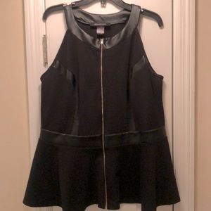 Plus size Faux leather trimmed peplum